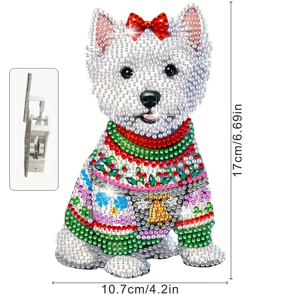 Bewegende hond met strik | Diamond painting