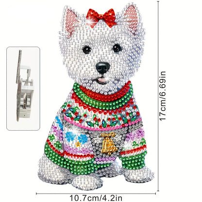 Bewegende hond met strik | Diamond painting
