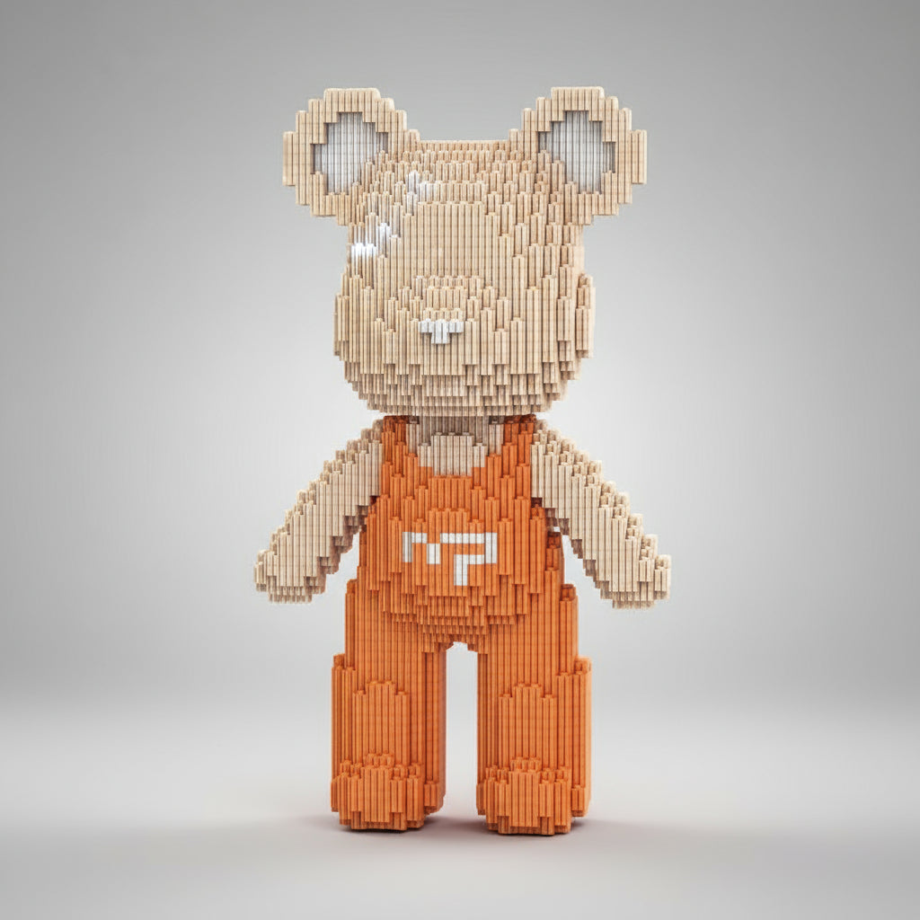 Beer met oranje tuinbroek | Bouwsteentjes