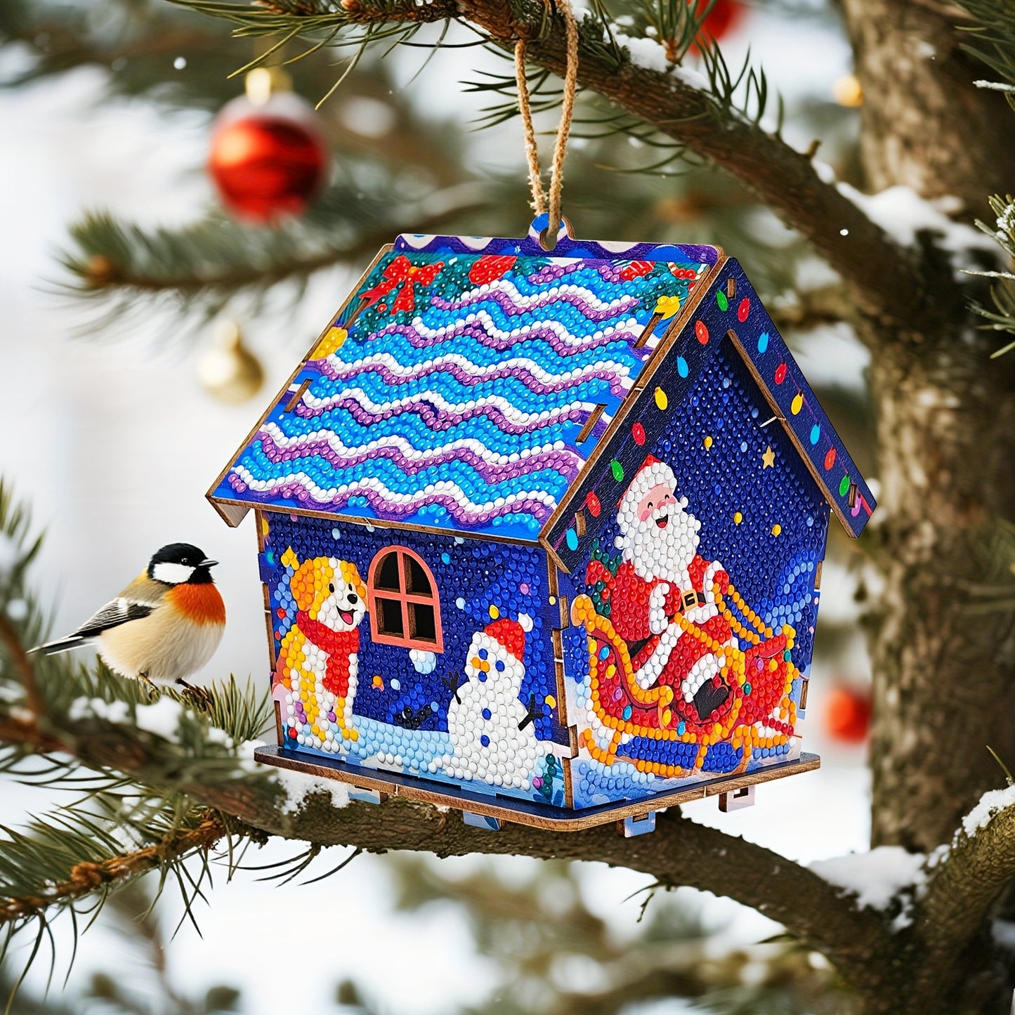 Kerst huisje | hanger voor in de boom | Diamond painting
