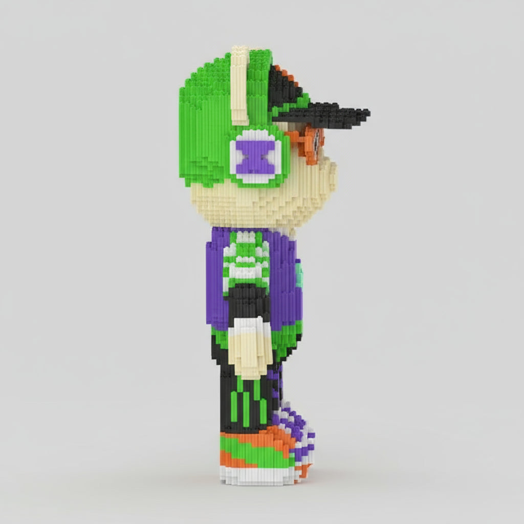 Beer met koptelefoon | Bouwsteentjes