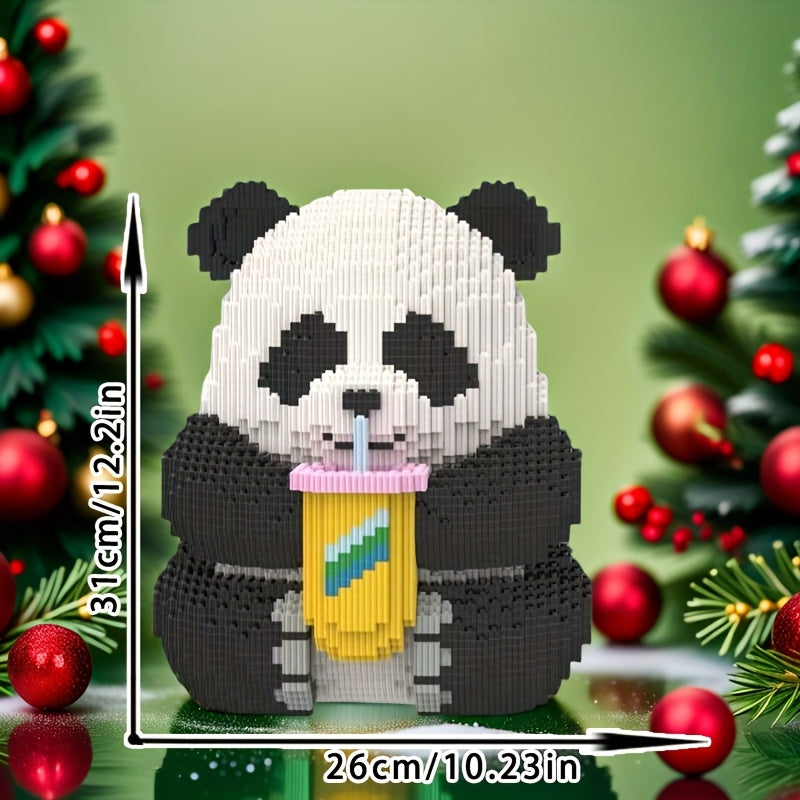 Panda met milkshake | Bouwsteentjes