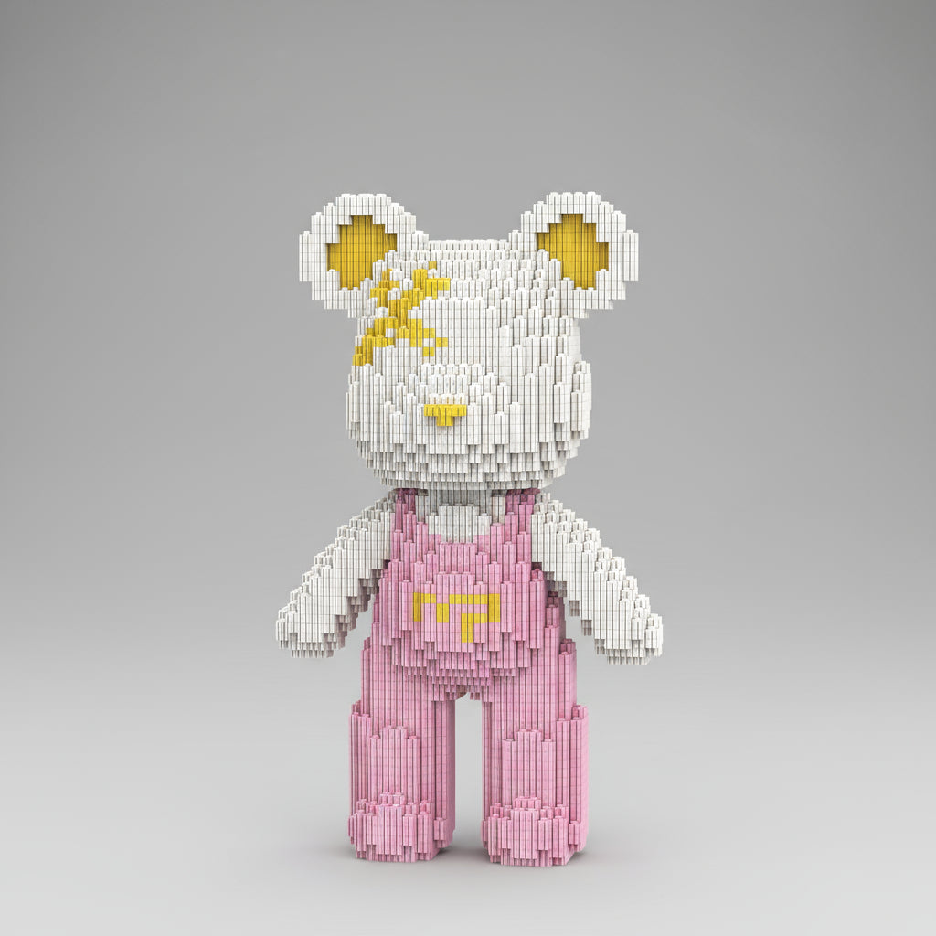 Beer met roze tuinbroek | Bouwsteentjes