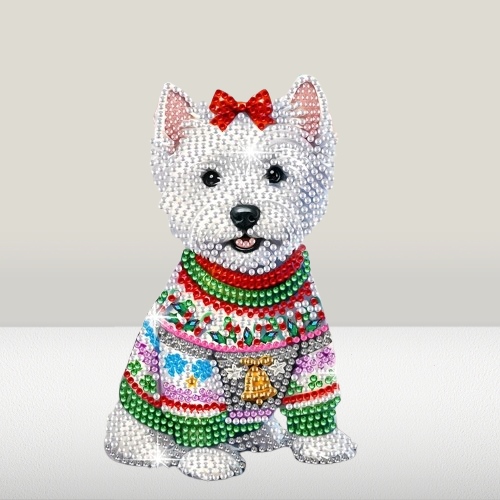 Bewegende hond met strik | Diamond painting