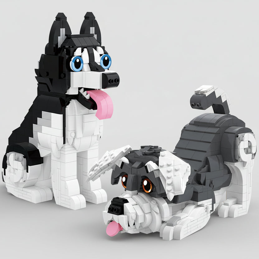 Zittende Husky | Bouwsteentjes