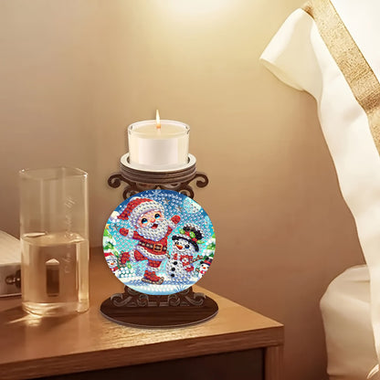 Kerstman met sneeuwpop | kaarshouder | Diamond Painting