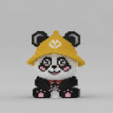 Panda met gele hoed | Bouwsteentjes