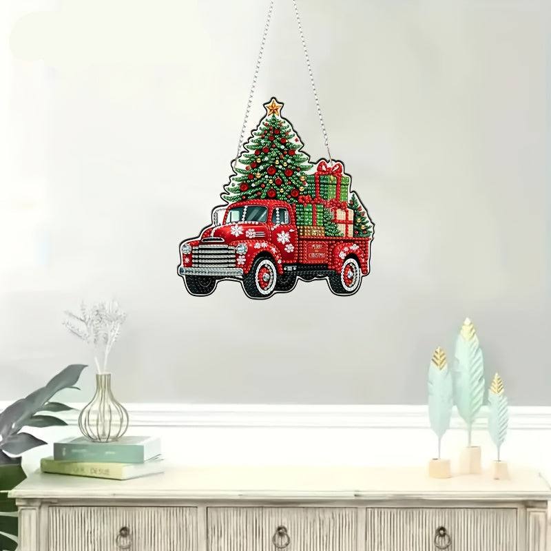Decoratie hanger | Kerst Truck | Diamond painting