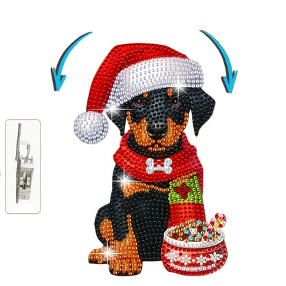 Bewegende hond met kerstmuts | Diamond painting