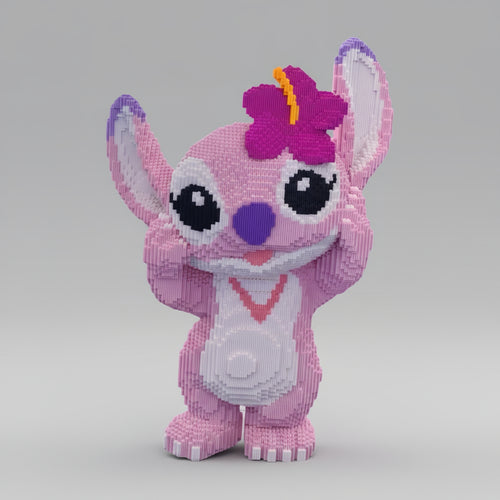 Mega roze wezen met bloem | Bouwsteentjes