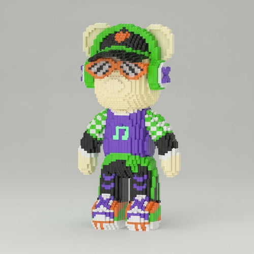 Beer met koptelefoon | Bouwsteentjes