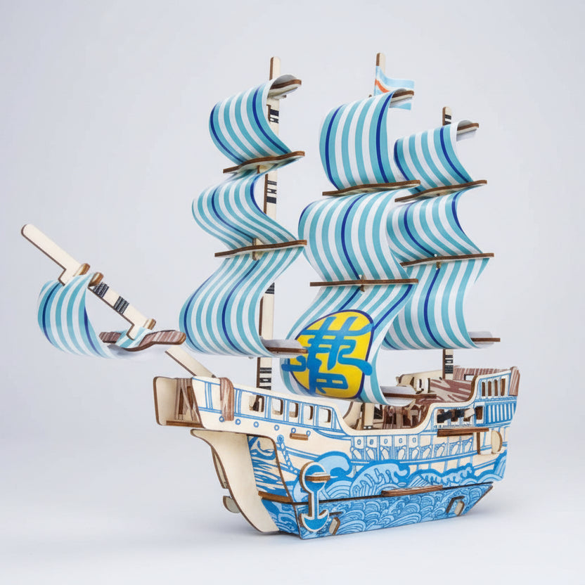 Blauw Droomschip Houten Bouwpakketten