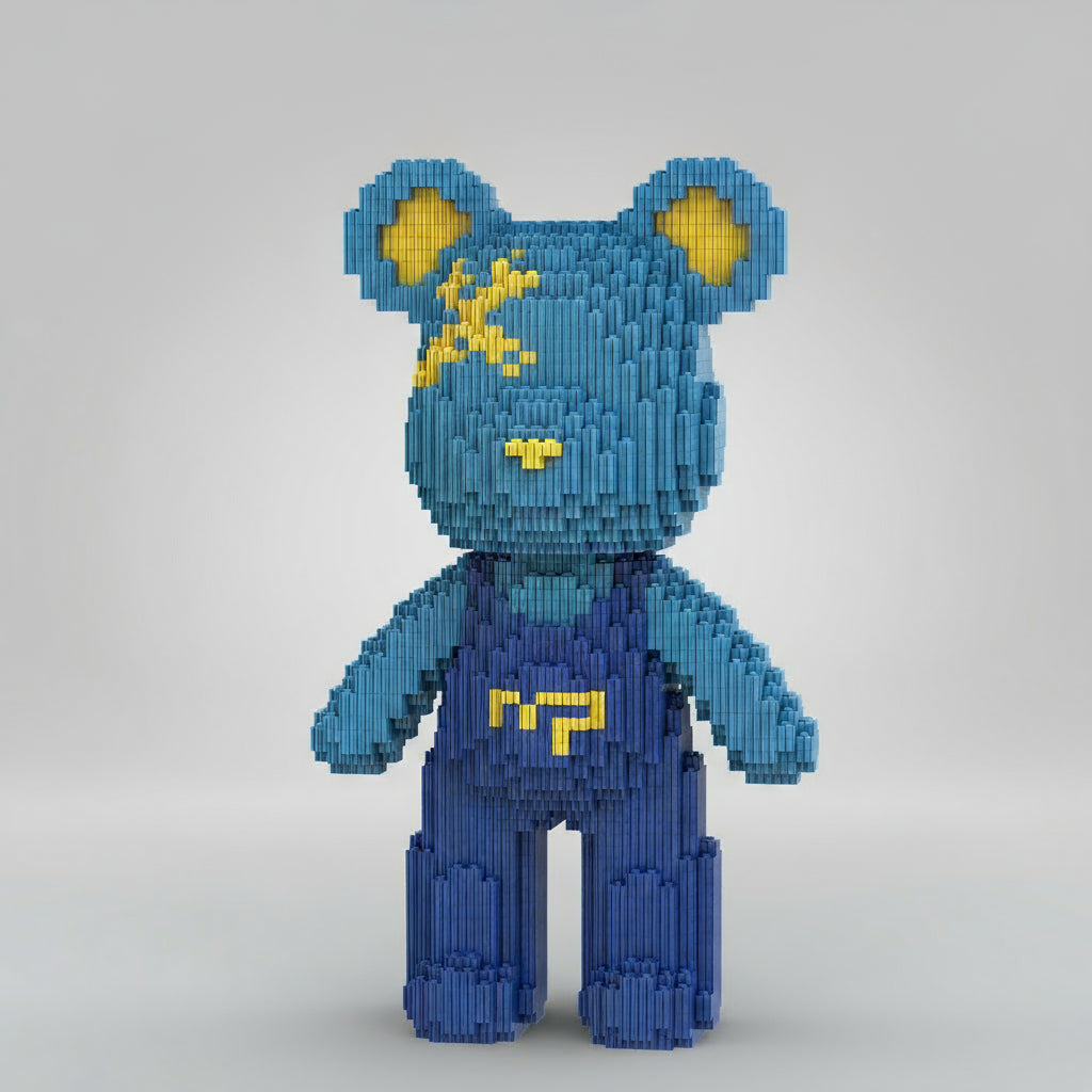 Beer met blauwe tuinbroek | Bouwsteentjes