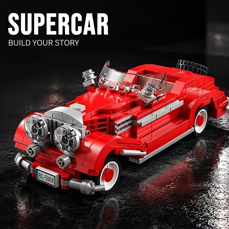 Convertible Sports Car Building Block Model Assembly Set, Creative Collectible Display Model, Desktop Home Decor, Birthday Christmas Easter Halloween Thanksgiving Holiday Gift