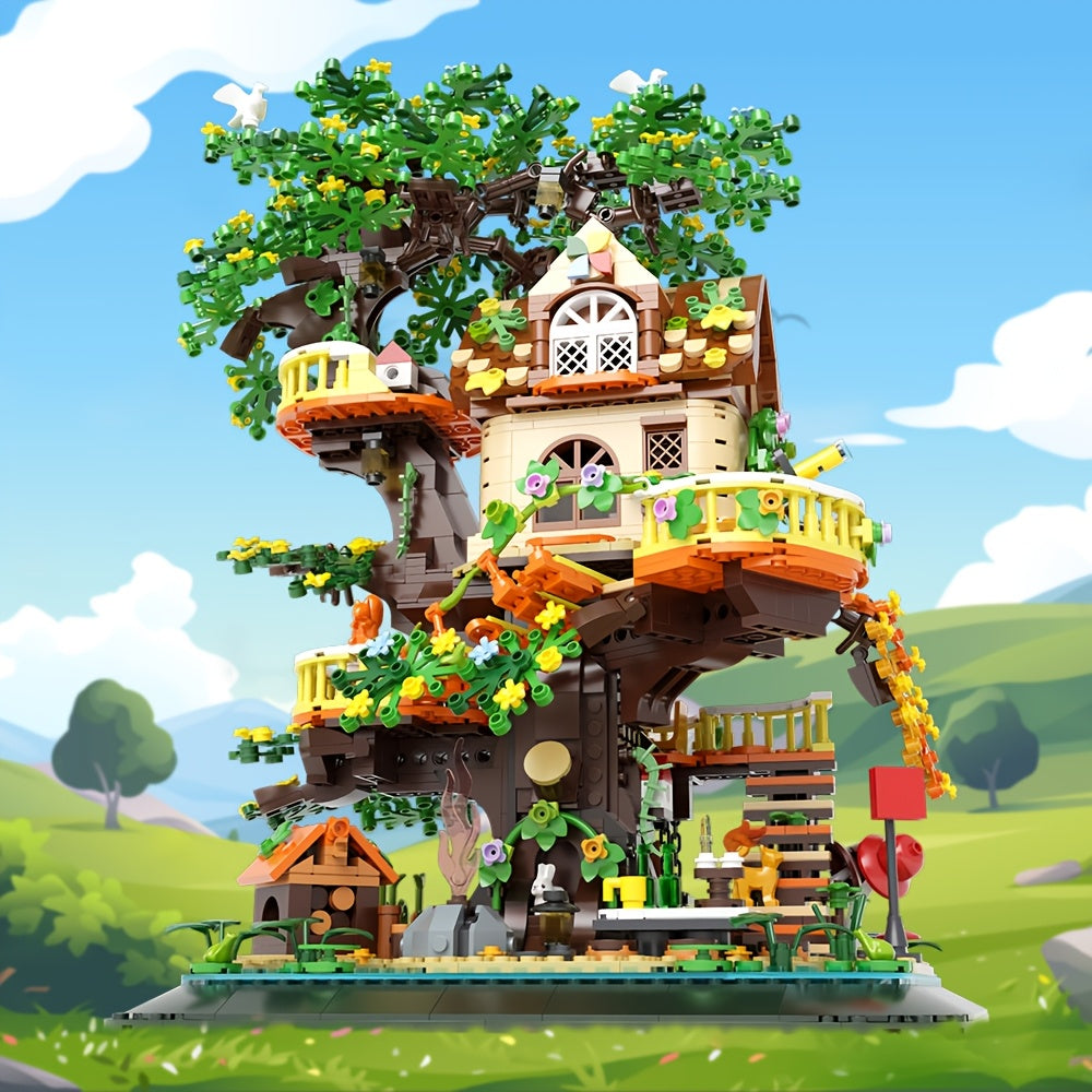 Forest Tree House Street Scene Building Set Highly Reproduction Fairy Tale Series Assembly Model Gift for Friends Niche Fairy Tale Style Desktop Decoration Birthday Gift