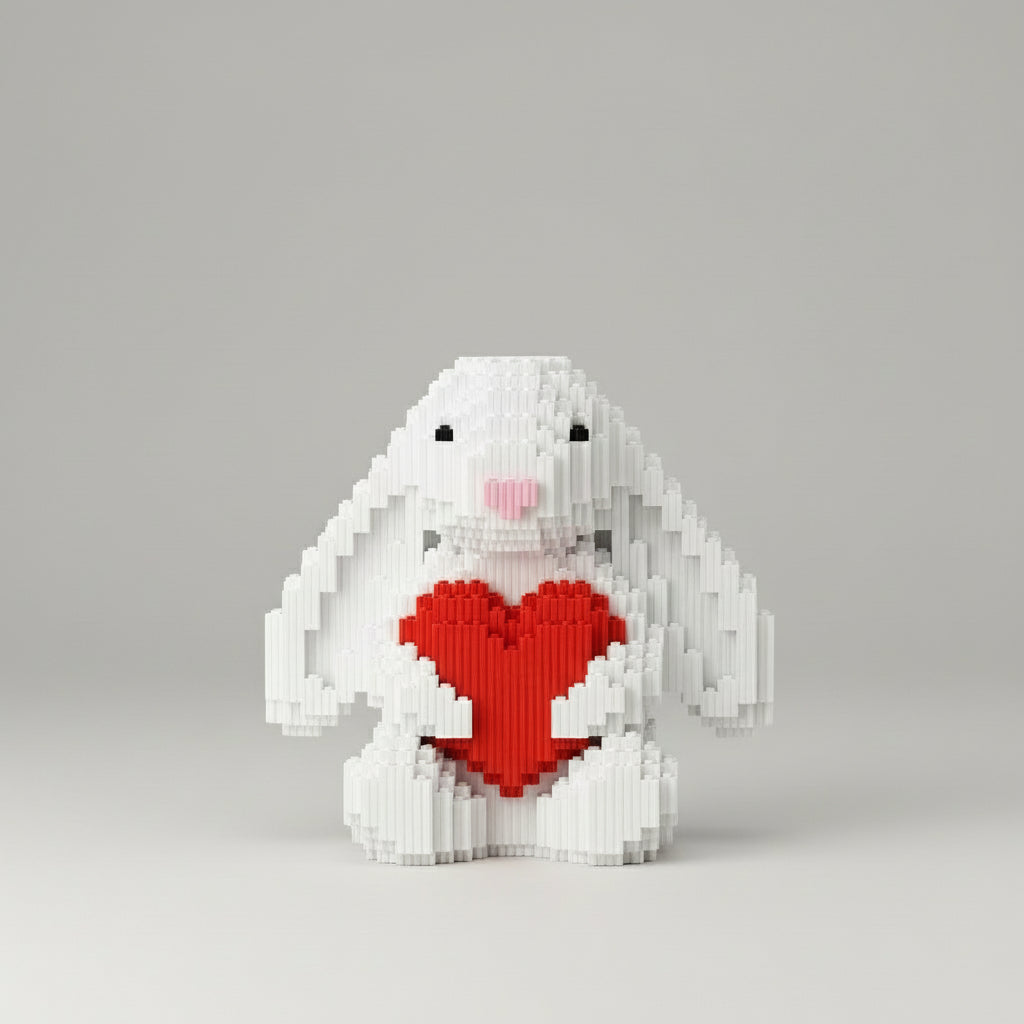 Schattig konijn met hart | Bouwsteentjes