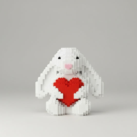 Schattig konijn met hart | Bouwsteentjes