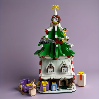 Kerstboom op kersthuisje | Bouwsteentjes