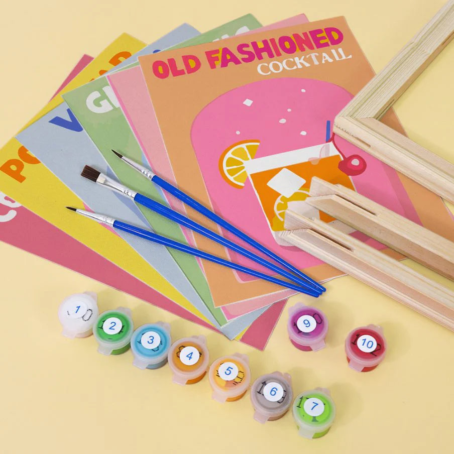 6 Mini Schilderijen | Kleurrijke Cocktail Collectie | Schilderen op Nummer