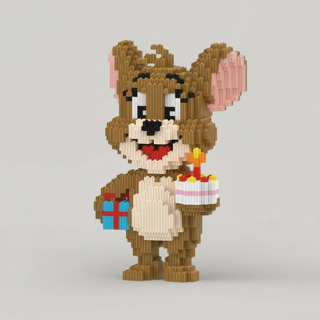 Muis met taartje | Bouwsteentjes