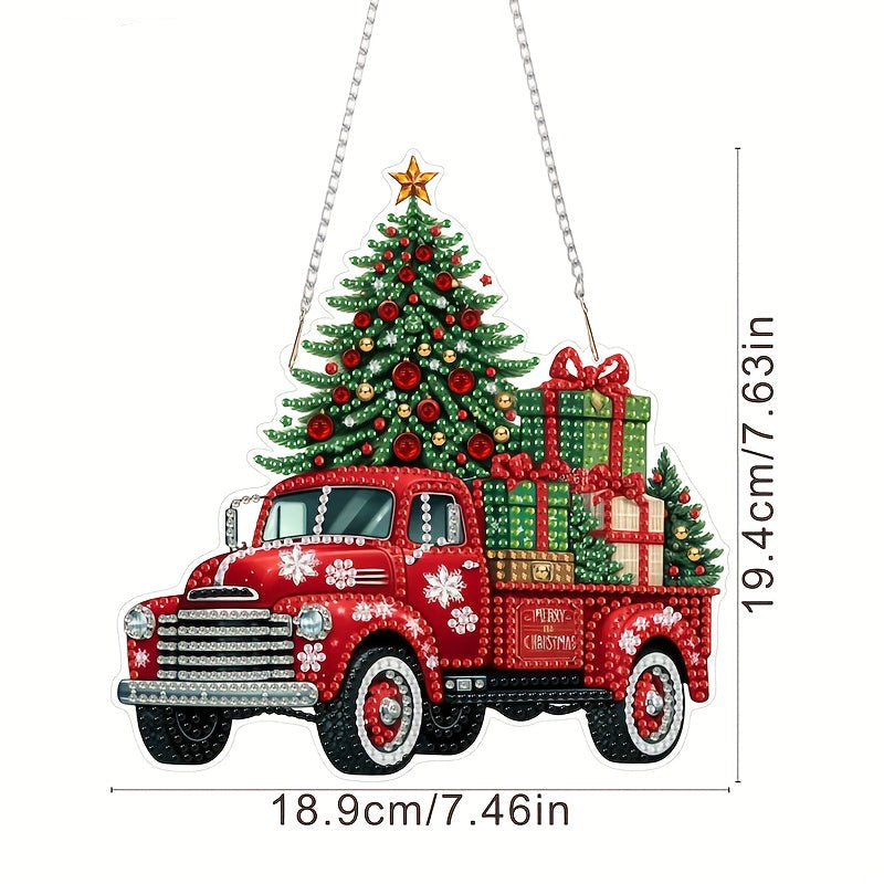 Decoratie hanger | Kerst Truck | Diamond painting