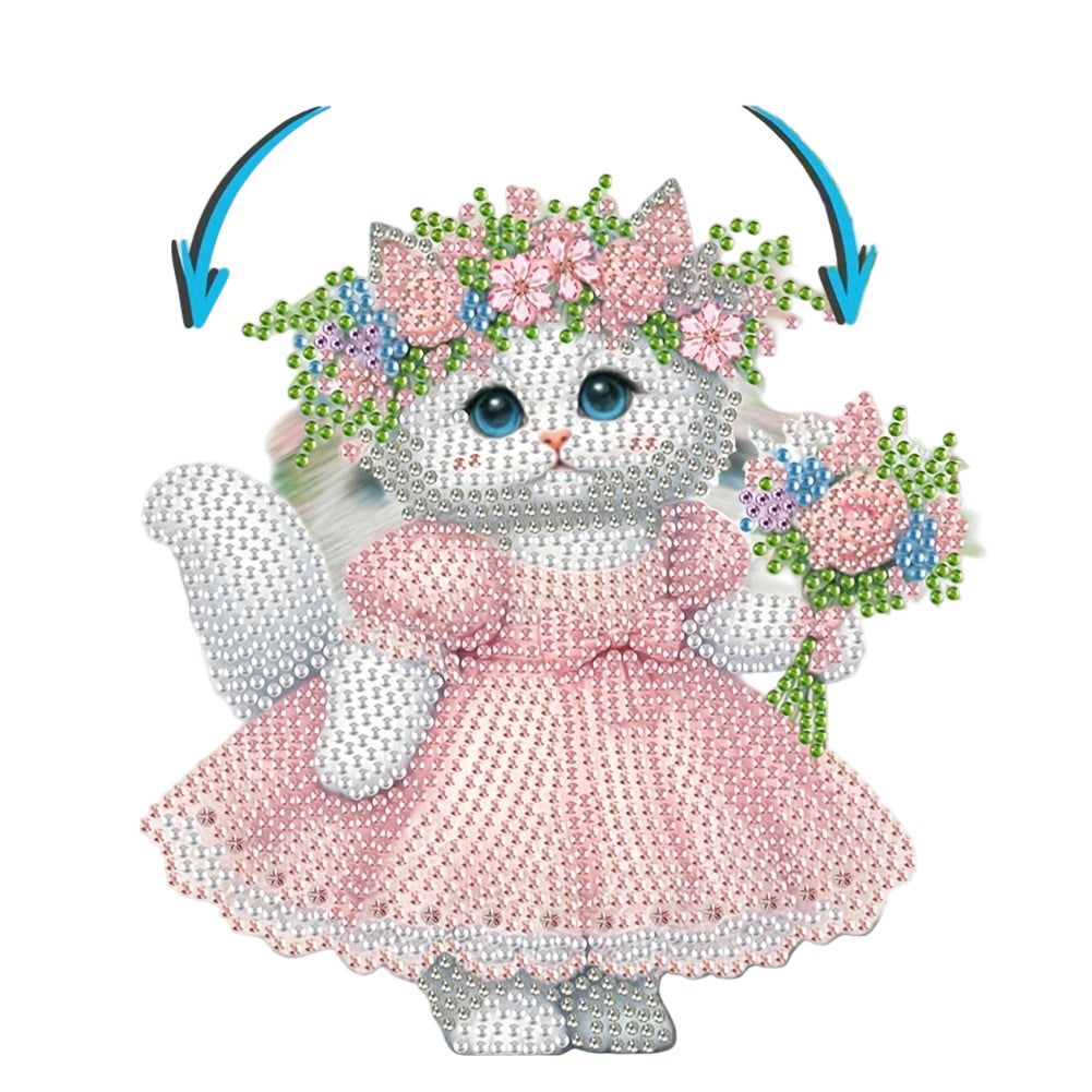 Bewegende kat in jurk | Diamond painting