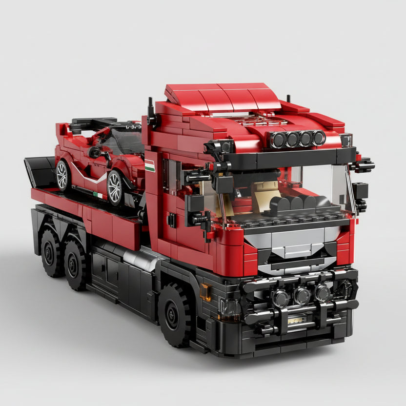 Trailer met superauto | Bouwsteentjes