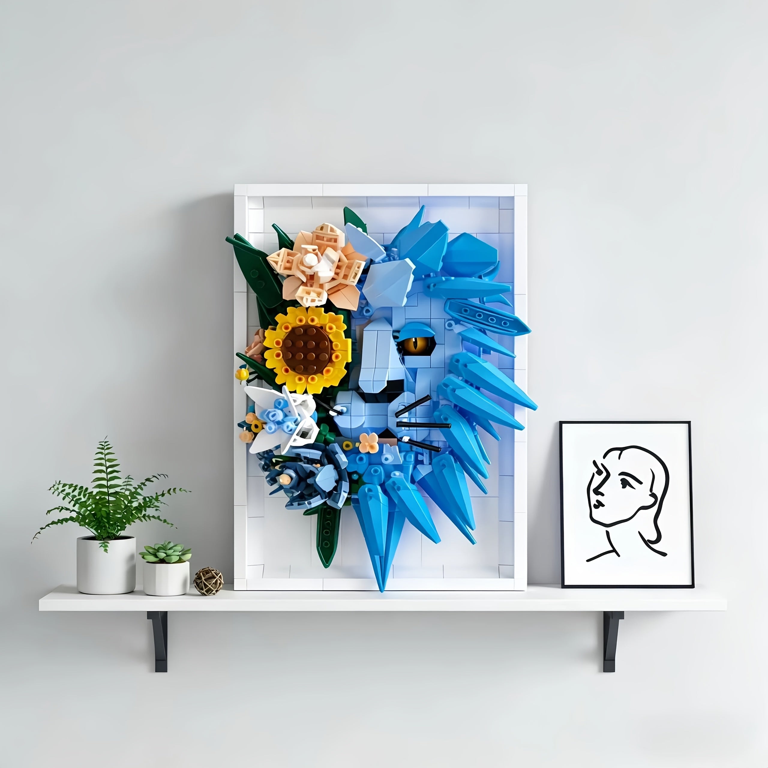 3D Schilderij Leeuw | Bouwsteentjes