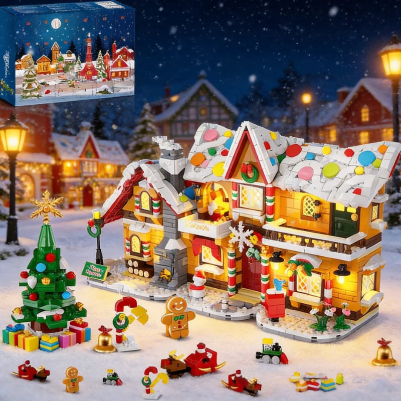 1452pcs 2026 Advent Calendar Gingerbread House 3.6MM Mini Blocks, 24-Day Countdown 3-Style Christmas Village Set with Tree, Holiday Gift