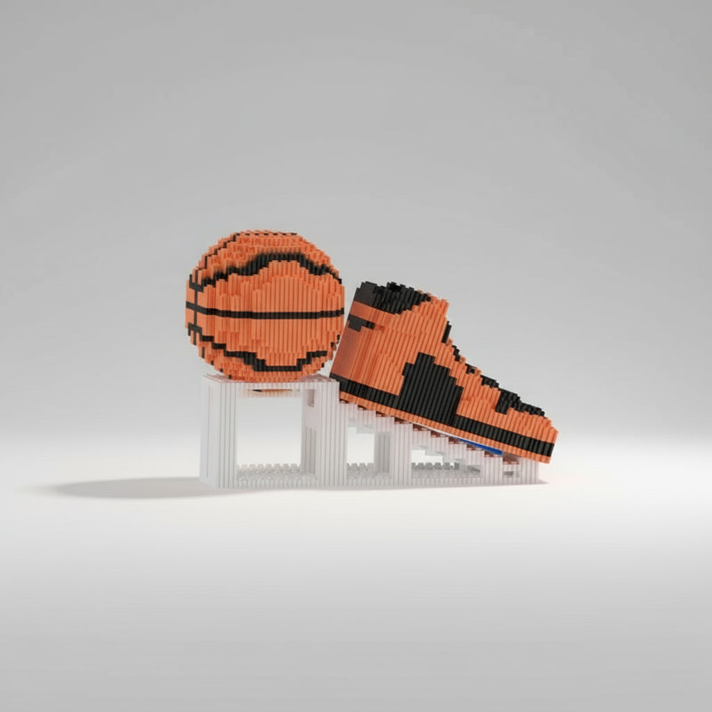 Oranje basketbal schoen & bal | Bouwsteentjes
