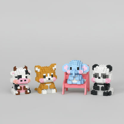 Mini dieren | 12 stuks | Bouwsteentjes