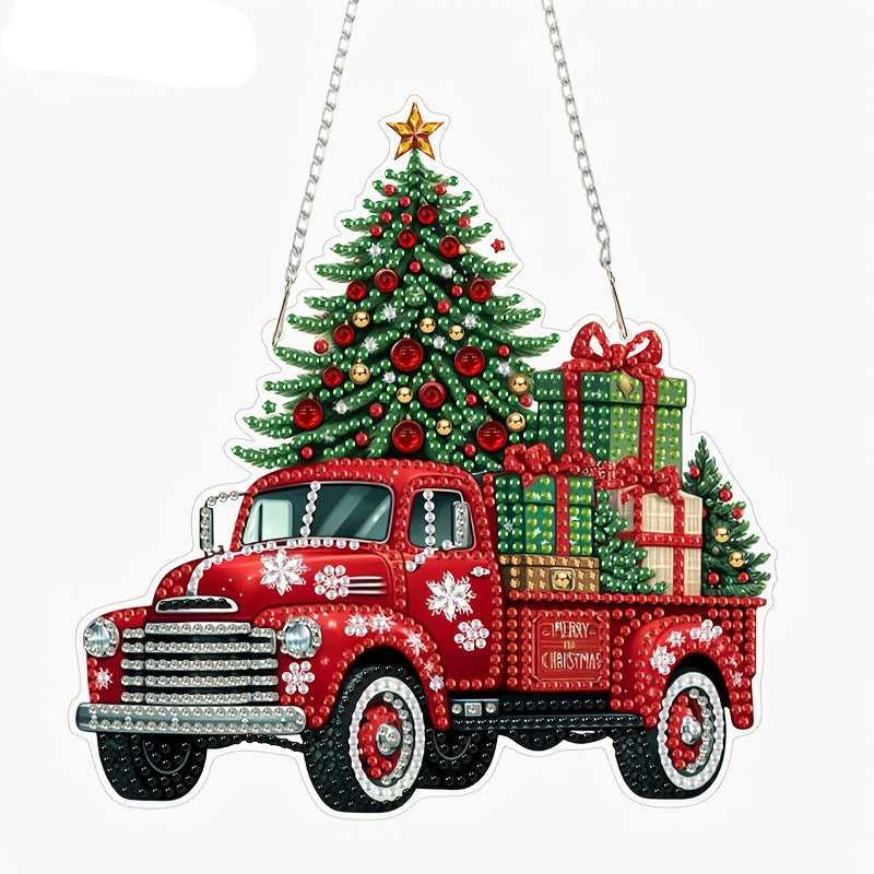Decoratie hanger | Kerst Truck | Diamond painting