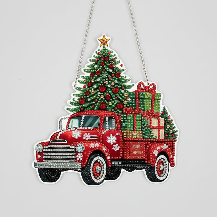 Decoratie hanger | Kerst Truck | Diamond painting