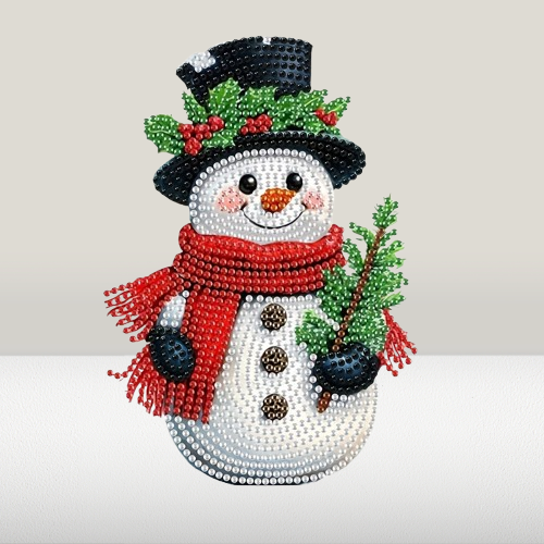 Bewegende sneeuwpop met hoed | Diamond painting