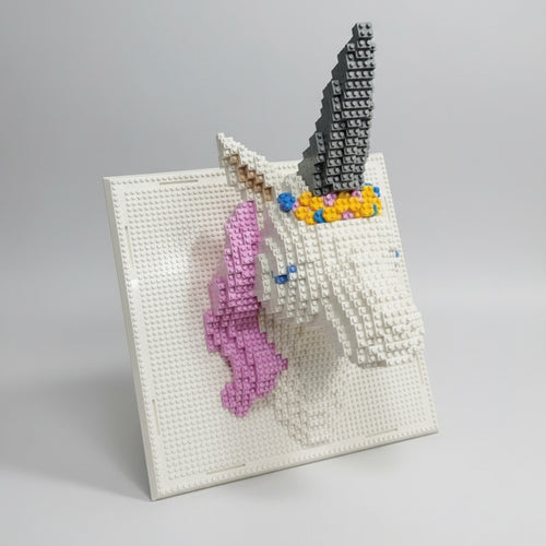 Eenhoorn Op Bouwplaat Bouwblokjes