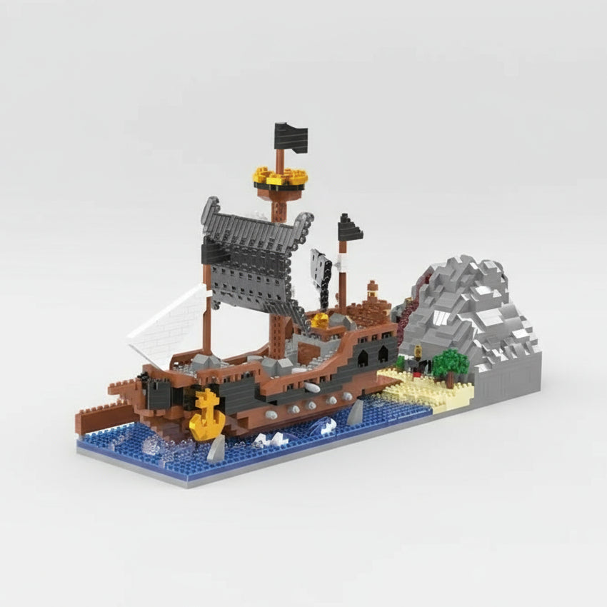 Piraten schip op water | Bouwsteentjes