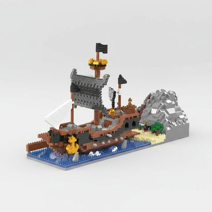 Piraten schip op water | Bouwsteentjes