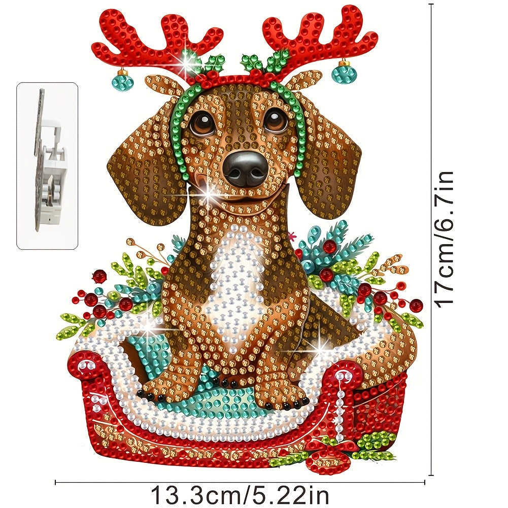 Bewegende hond in mand | Diamond painting