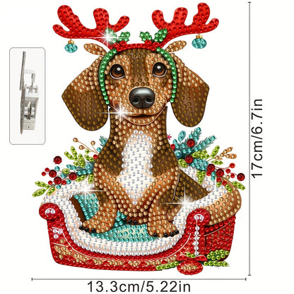 Bewegende hond in mand | Diamond painting