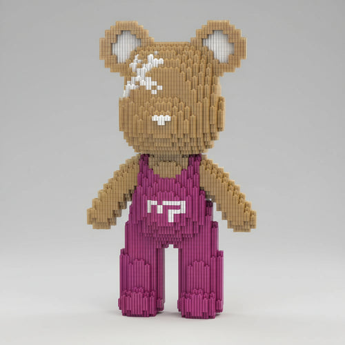 Beer met paarse tuinbroek | Bouwsteentjes