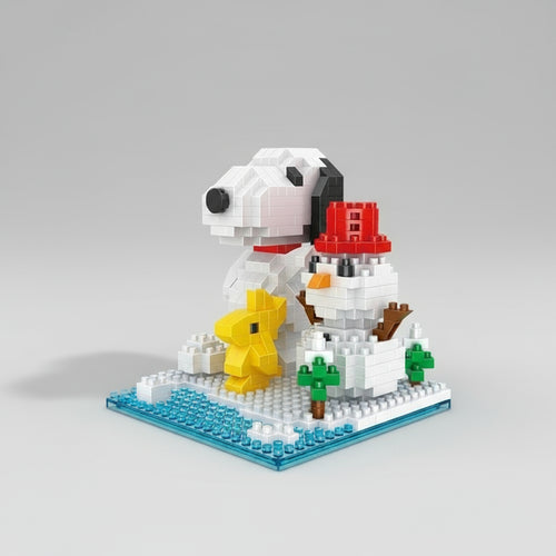 Fictieve Beagle En Sneeuwpop Bouwblokjes