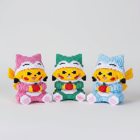 Geel Bliksembeest Met Appel Bouwblokjes