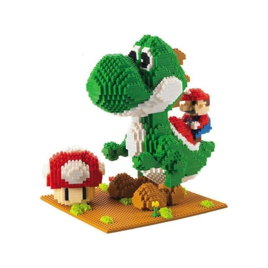 Yoshi En Mario Op Bouwplaat Bouwblokjes