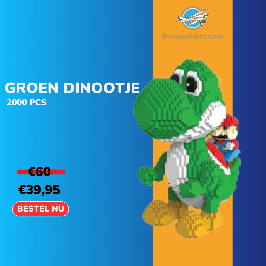 Groen dinootje met rode loodgieter | Bestseller