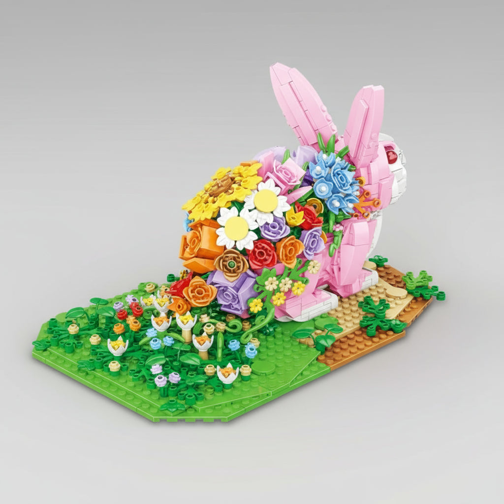 Konijn Met Bloemen Bouwblokjes