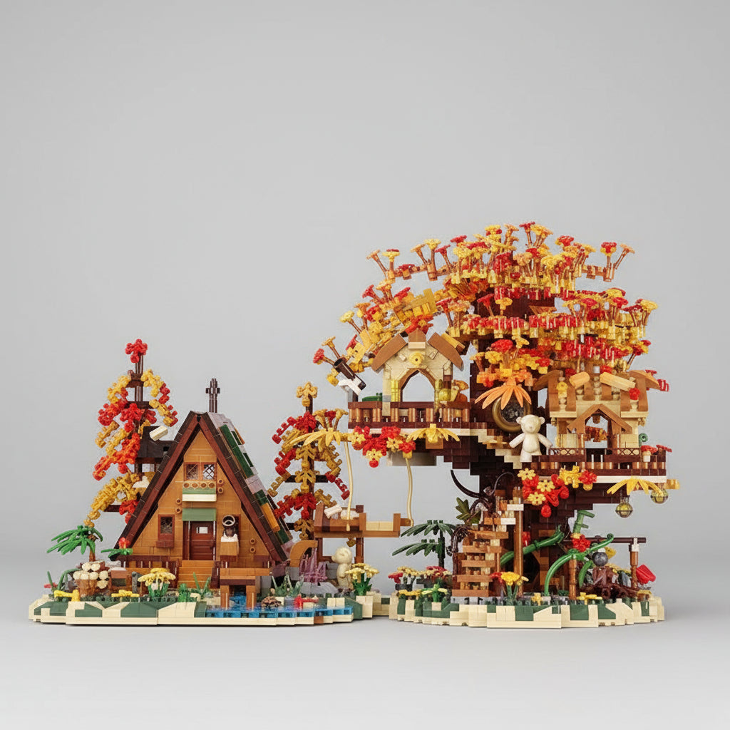 Herfst huis met boomhut | Bouwsteentjes