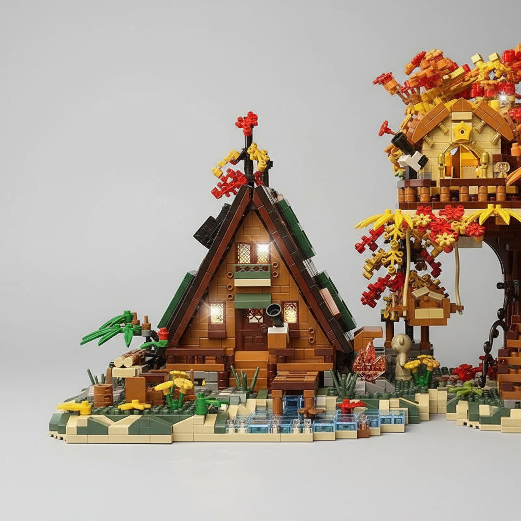 Herfst huis met boomhut | Bouwsteentjes