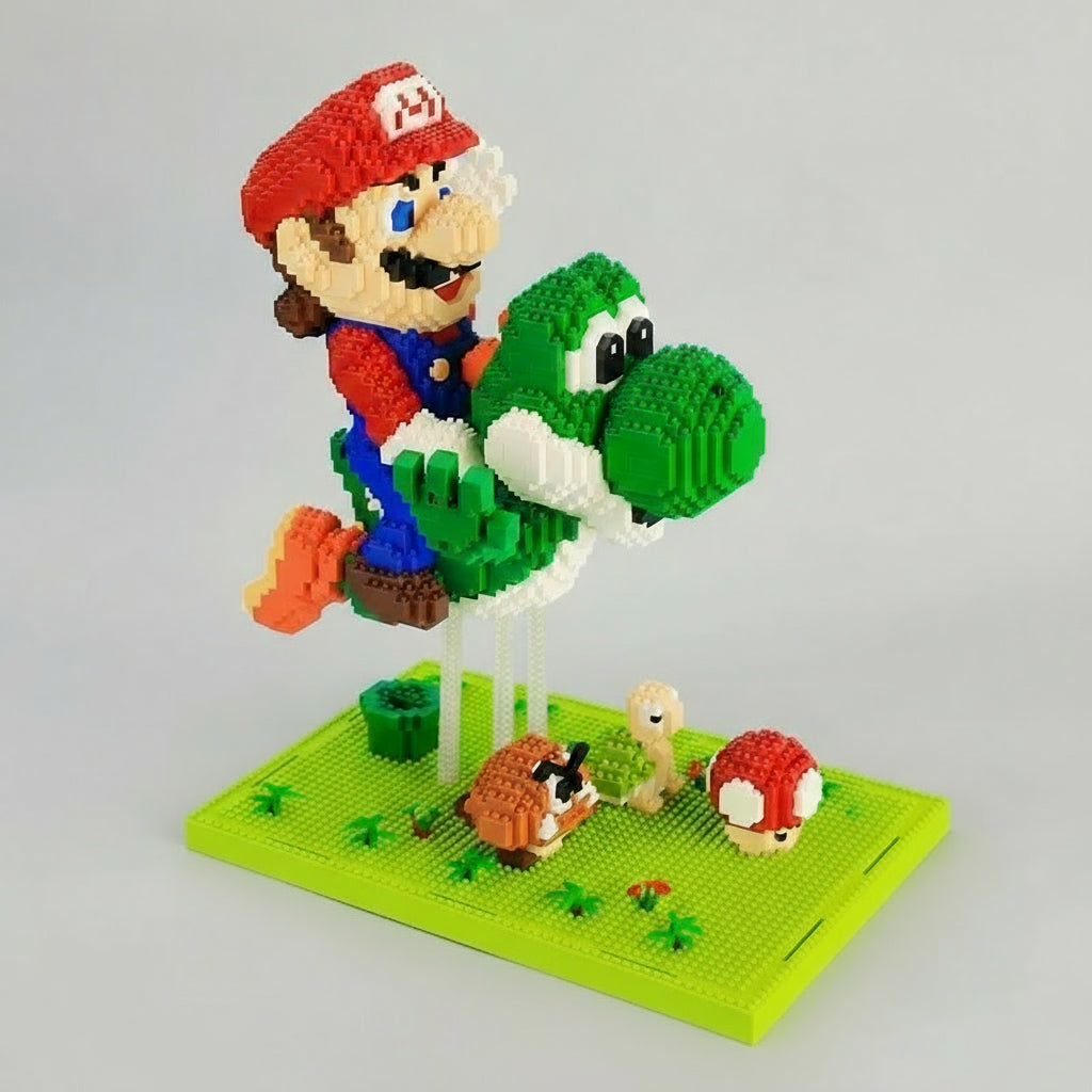 Vliegend groen dinootje en rode loodgieter | Bouwsteentjes