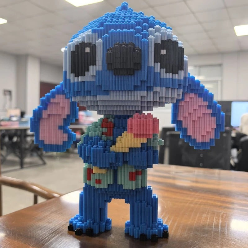Schattig blauw wezen met ijsje | Bouwsteentjes