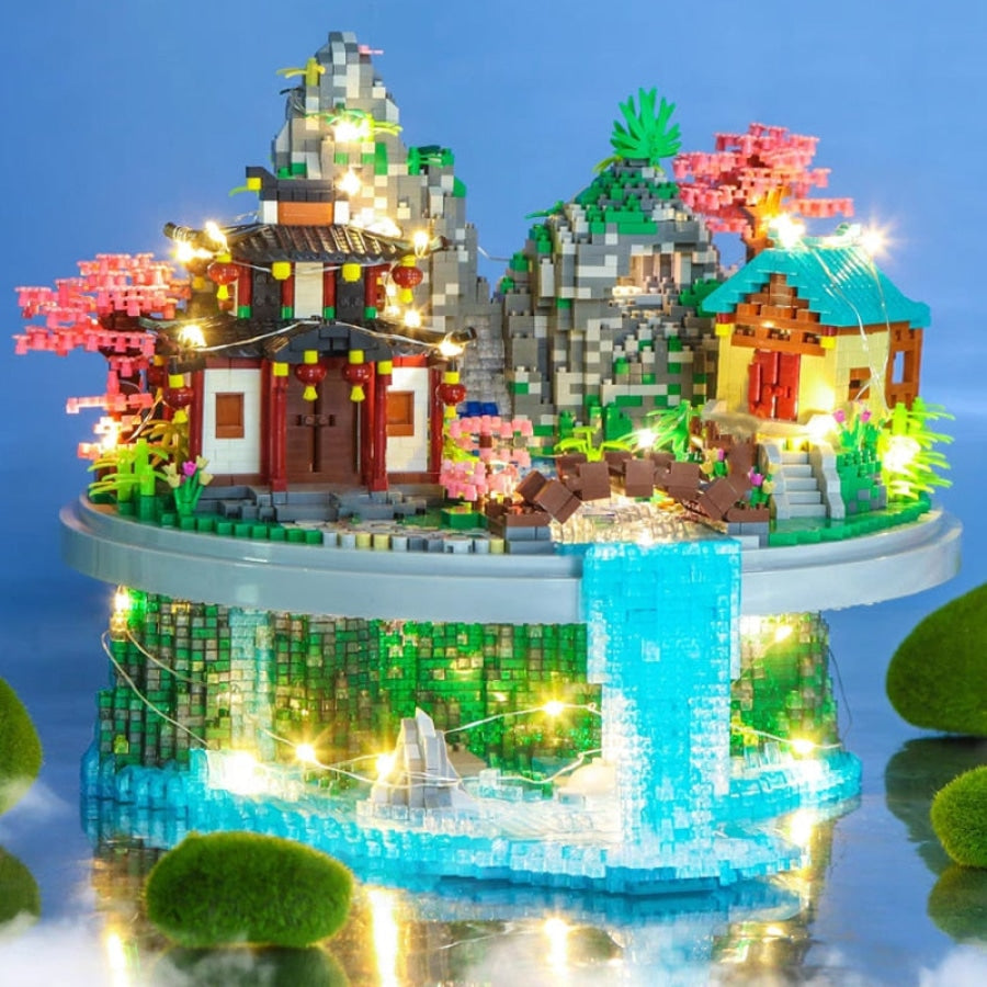 Natuurpark Met Waterval Bouwblokjes